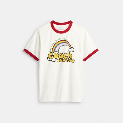 Coach Rainbow Ringer T Shirt White