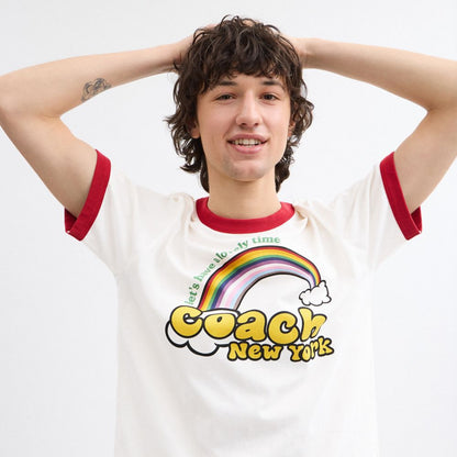 Coach Rainbow Ringer T Shirt White