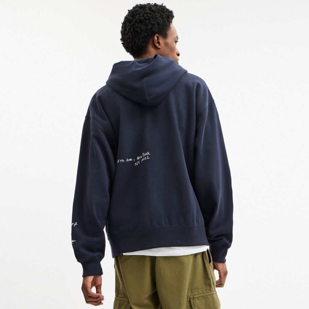 Coach Sketch Horse And Carriage Relaxed Hoodie Navy Multi