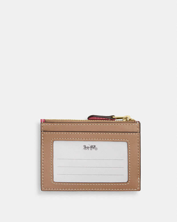 Mini Skinny Id Case With Plaid Print Gold-Pink Multi Gold-Pink Multi