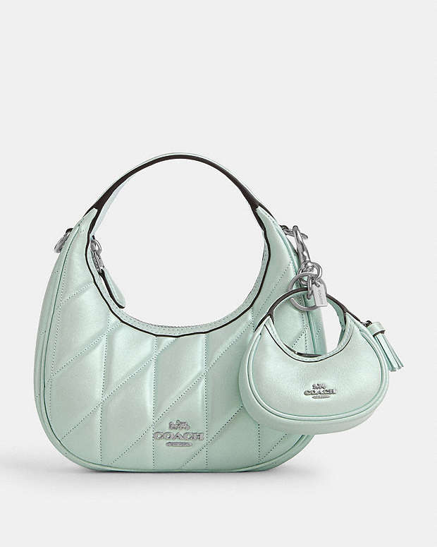 Mini Carmen Bag Charm Pearlized Leather-Silver-Green Pearlized Leather-Silver-Green