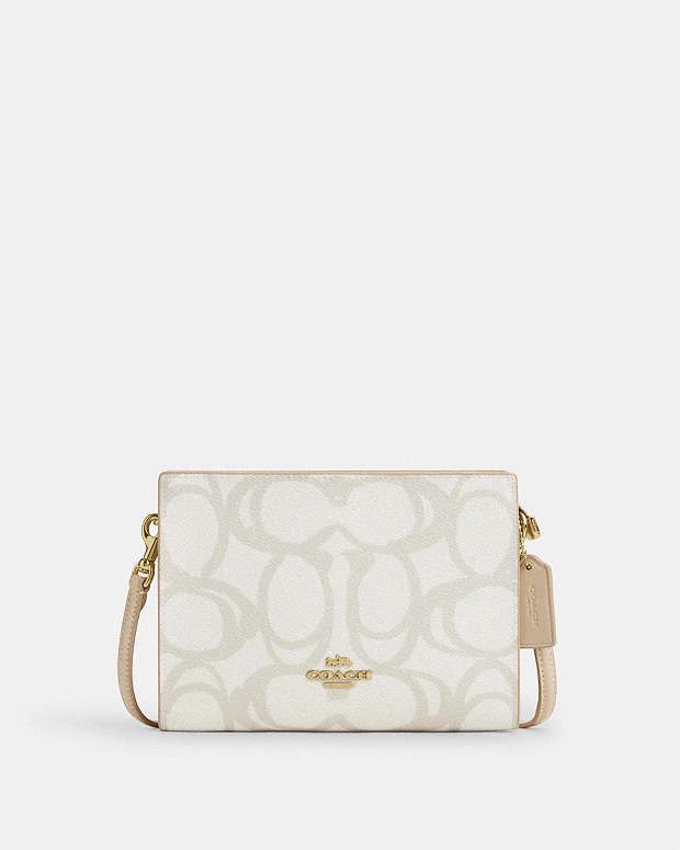 Slim Crossbody Bag In Sketch Signature Canvas Signature Canvas-Gold-Ivory Signature Canvas-Gold-Ivory