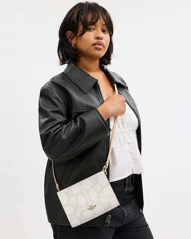 Slim Crossbody Bag In Sketch Signature Canvas Signature Canvas-Gold-Ivory Signature Canvas-Gold-Ivory