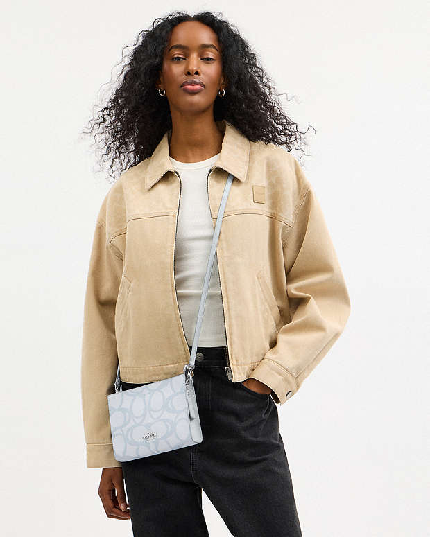 Slim Crossbody Bag In Sketch Signature Canvas Signature Canvas-Silver-Ice Blue Signature Canvas-Silver-Ice Blue