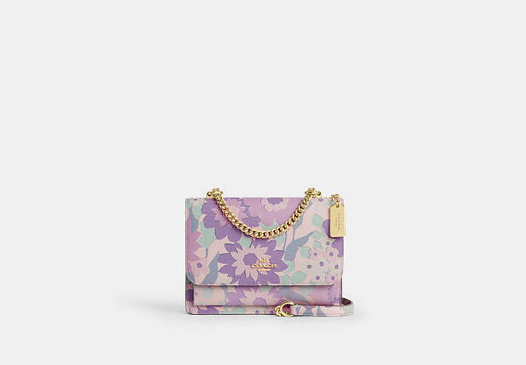 Klare Crossbody Bag With Floral Print Pebbled Leather-Gold-Ivory Multi Pebbled Leather-Gold-Ivory Multi