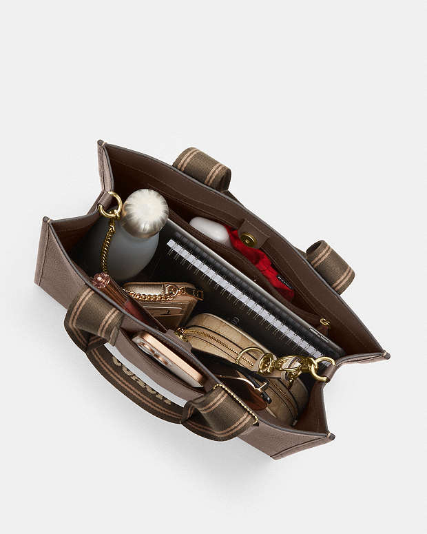 Smith Tote Bag Pebbled Leather-Gold-Dark Stone Pebbled Leather-Gold-Dark Stone