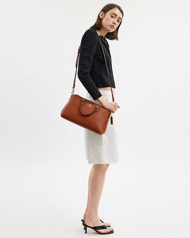 Georgia Satchel Bag Smooth Leather-Gold-Tan Smooth Leather-Gold-Tan