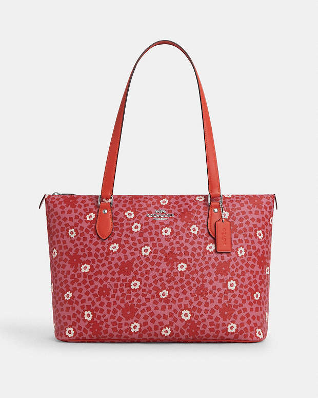Gallery Tote Bag With Floral Print Silver-Pink Multi Silver-Pink Multi
