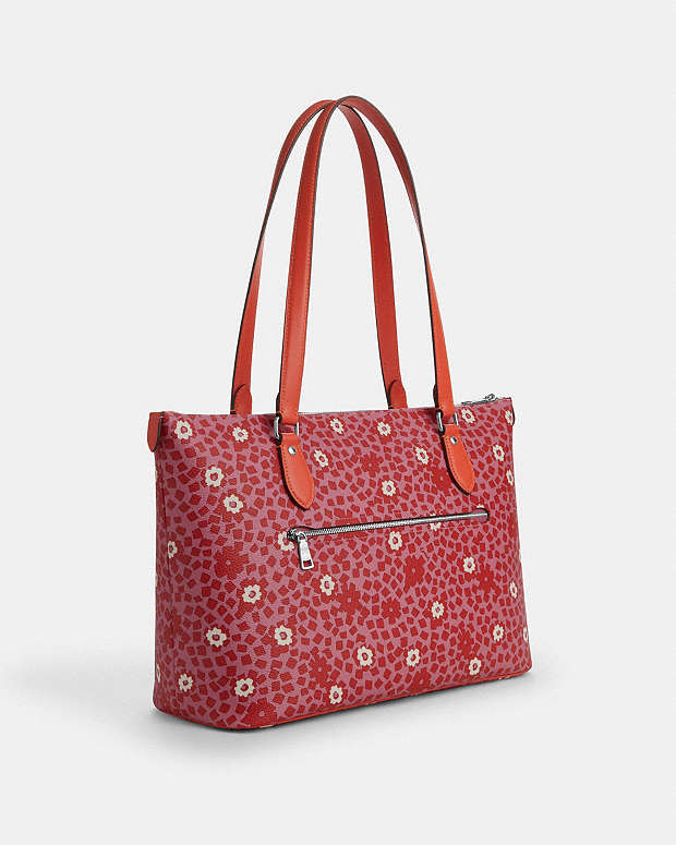 Gallery Tote Bag With Floral Print Silver-Pink Multi Silver-Pink Multi
