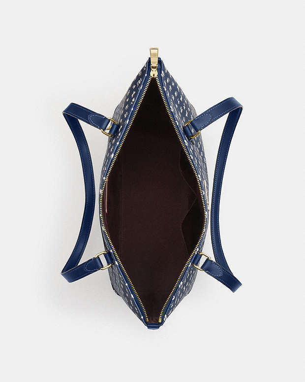Gallery Tote Bag With Floral Print Gold-Deep Blue Multi Gold-Deep Blue Multi