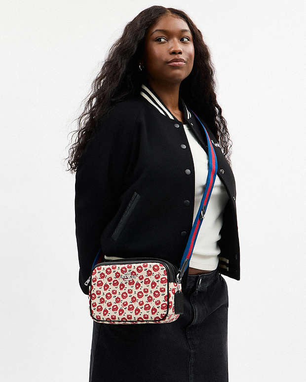 Jamie Camera Bag With Floral Print Silver-Chalk-Black Multi Silver-Chalk-Black Multi