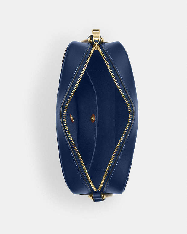 Jamie Camera Bag With Floral Print Gold-Deep Blue Multi Gold-Deep Blue Multi