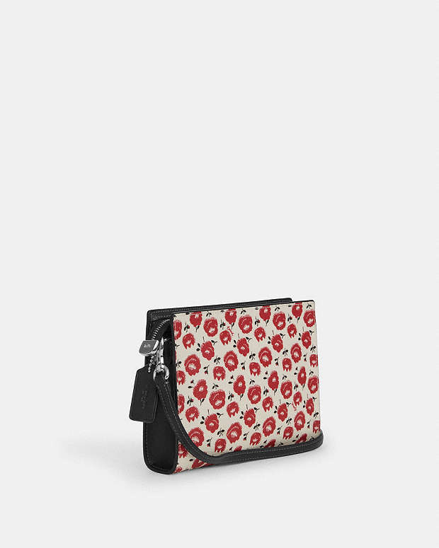 Slim Crossbody Bag With Floral Print Silver-Chalk-Black Multi Silver-Chalk-Black Multi