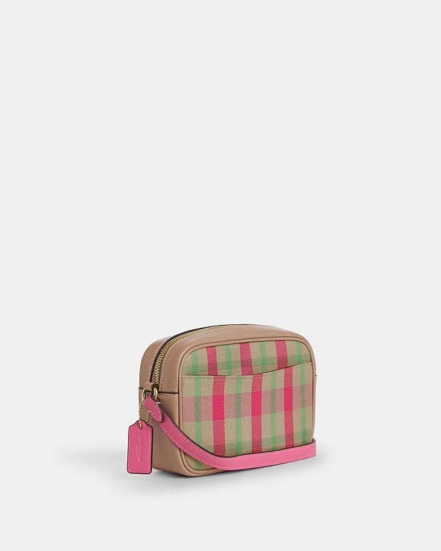 Mini Jamie Camera Bag With Plaid Print Gold-Pink Multi Gold-Pink Multi