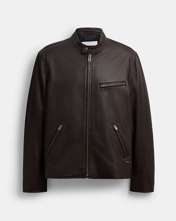 Leather Racer Jacket Burnt Espresso Burnt Espresso