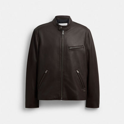 Coach Leather Racer Jacket Burnt Espresso