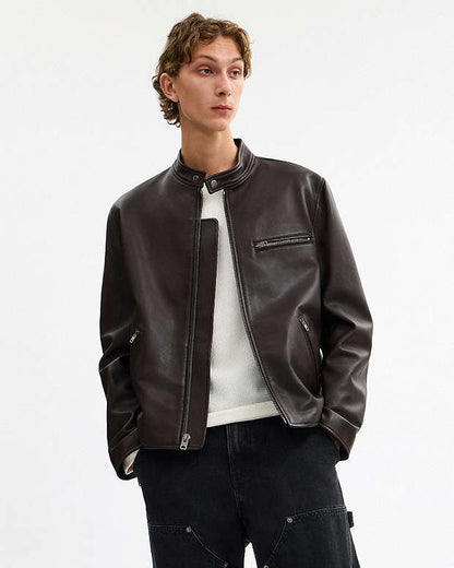 Leather Racer Jacket Burnt Espresso Burnt Espresso