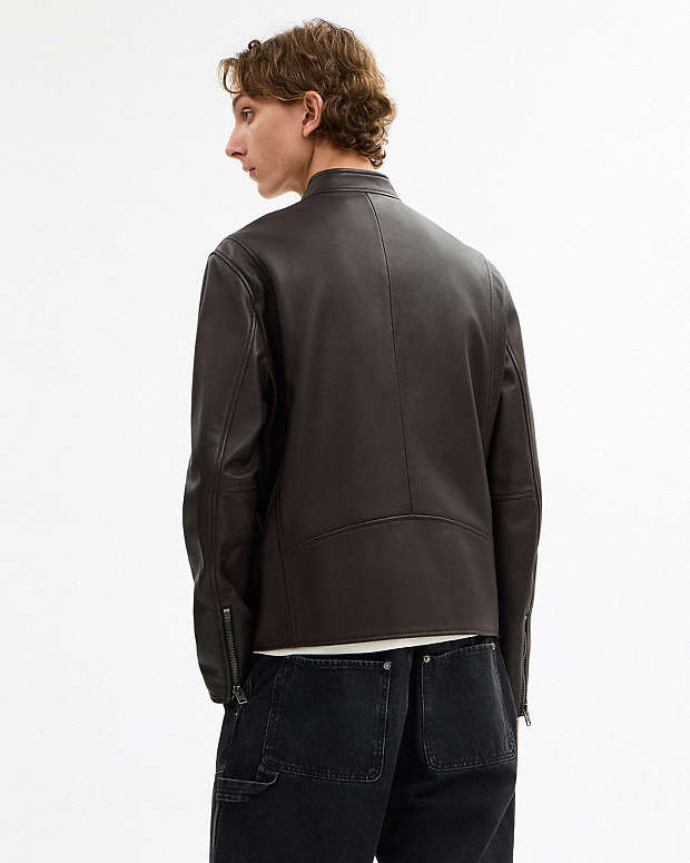 Leather Racer Jacket Burnt Espresso Burnt Espresso
