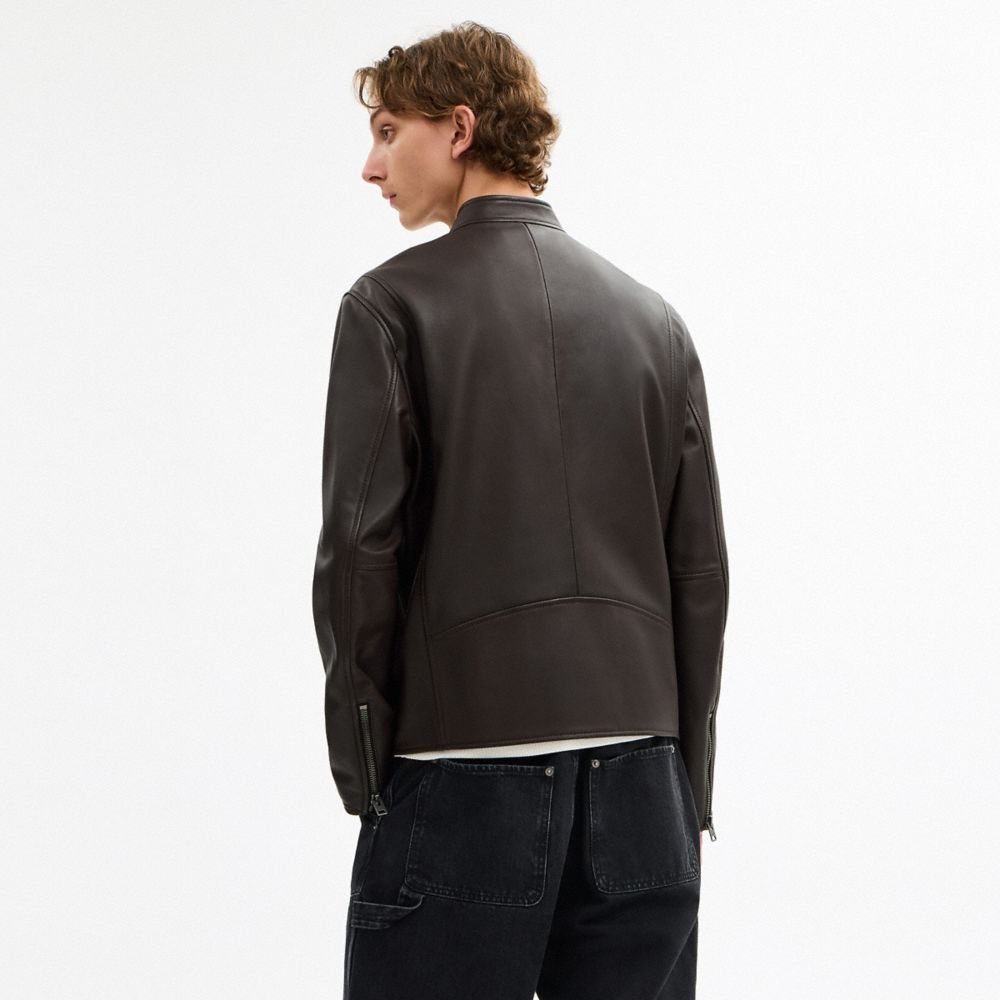 Coach Leather Racer Jacket Burnt Espresso