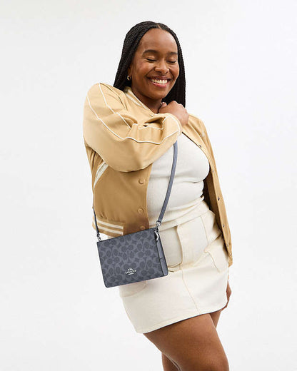 Slim Crossbody Bag In Signature Canvas Signature Canvas-Silver-Chambray Signature Canvas-Silver-Chambray