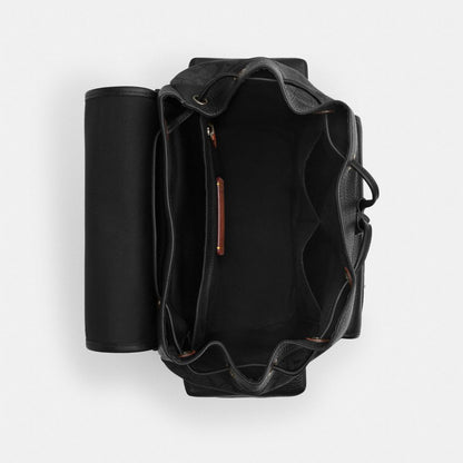 Coach Sprint Backpack In Signature Canvas With Patches Gunmetal Charcoal Multi
