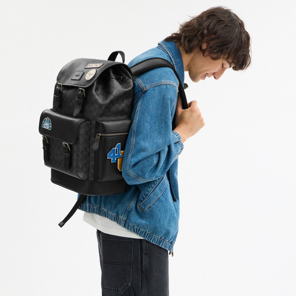 Coach Outlet Sprint Backpack In Signature Canvas With Patches