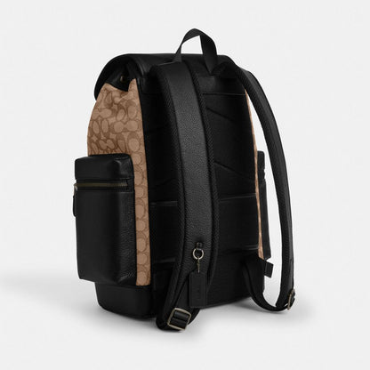 Coach Sprint Backpack In Signature Jacquard Gunmetal Tan Black