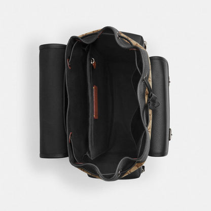 Coach Sprint Backpack In Signature Jacquard Gunmetal Tan Black