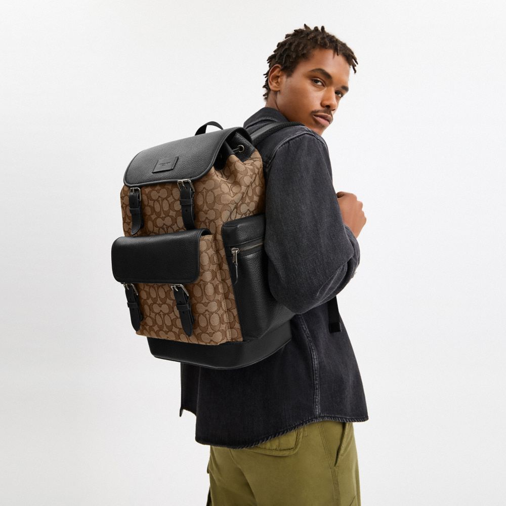 Sprint Backpack In Signature Jacquard Signature Jacquard-Qb-Tan-Black Signature Jacquard-Qb-Tan-Black
