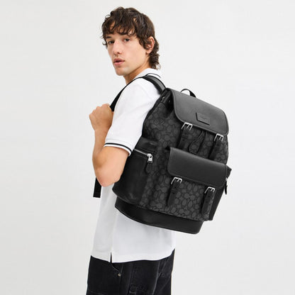 Coach Sprint Backpack In Signature Jacquard Silver