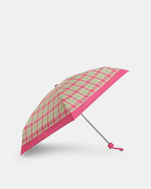 Uv Protection Mini Umbrella With Plaid Print Silver-Pink Multi Silver-Pink Multi