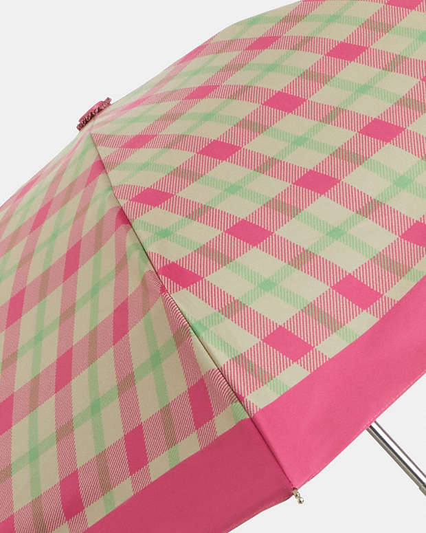 Uv Protection Mini Umbrella With Plaid Print Silver-Pink Multi Silver-Pink Multi