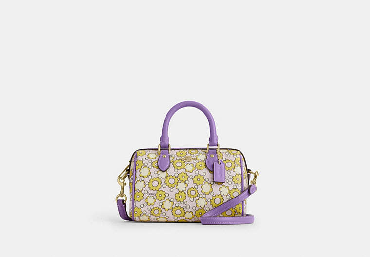 Mini Rowan Crossbody Bag With Floral Print Coated Canvas-Im-Lilac Multi Coated Canvas-Im-Lilac Multi