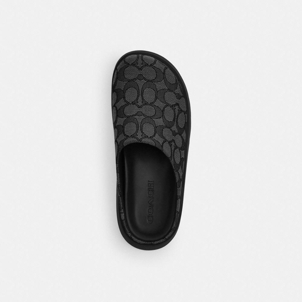 Coach Link Mule In Signature Jacquard Black Charcoal