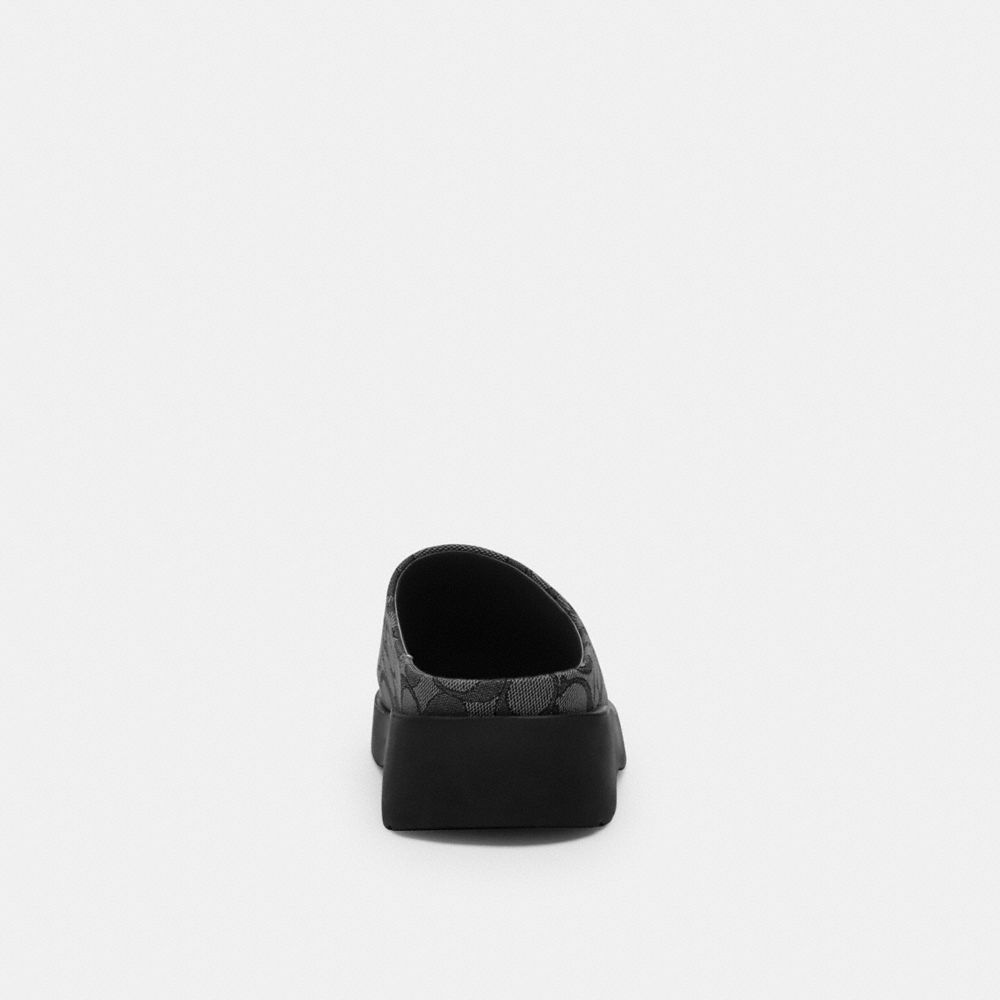 Coach Link Mule In Signature Jacquard Black Charcoal
