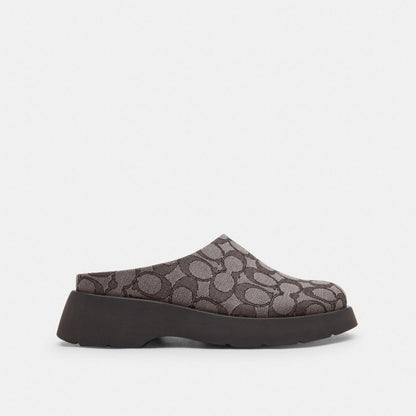 Coach Link Mule In Signature Jacquard Oak Maple