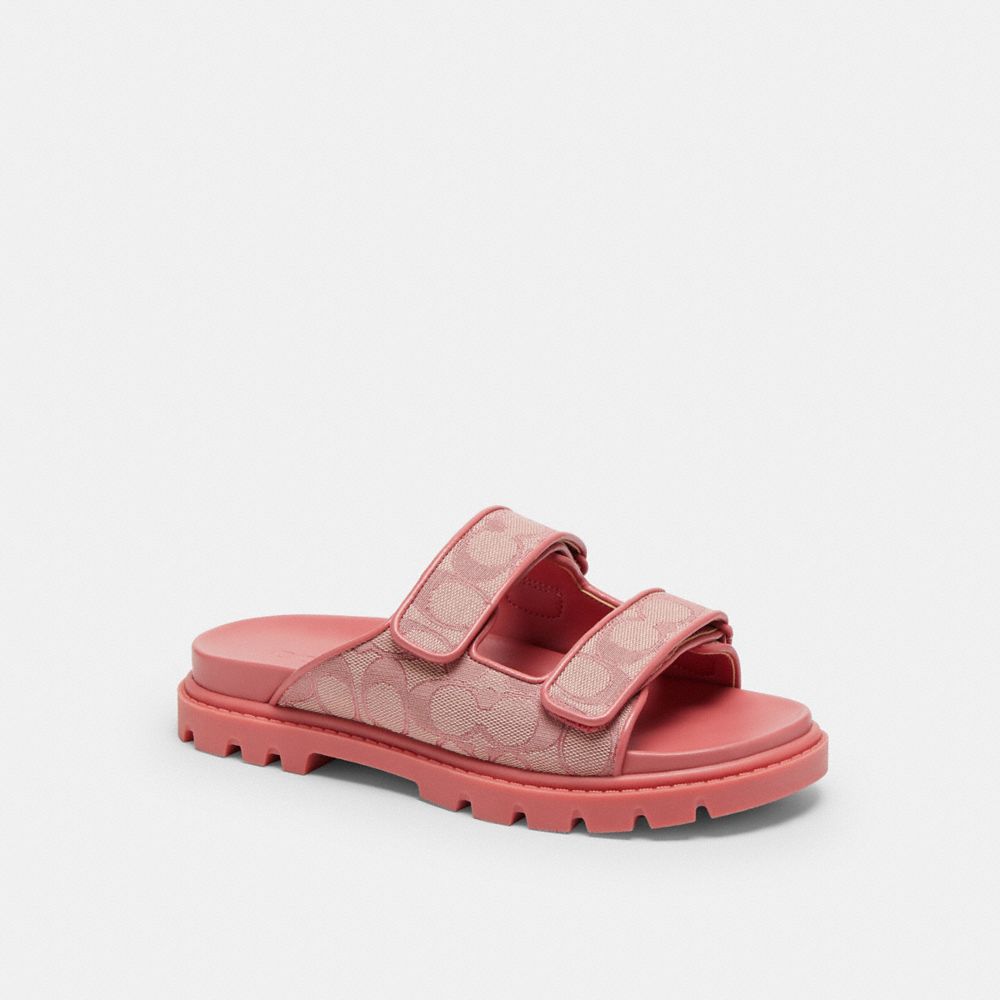 Coach Two Band Sport Slide In Signature Jacquard True Pink