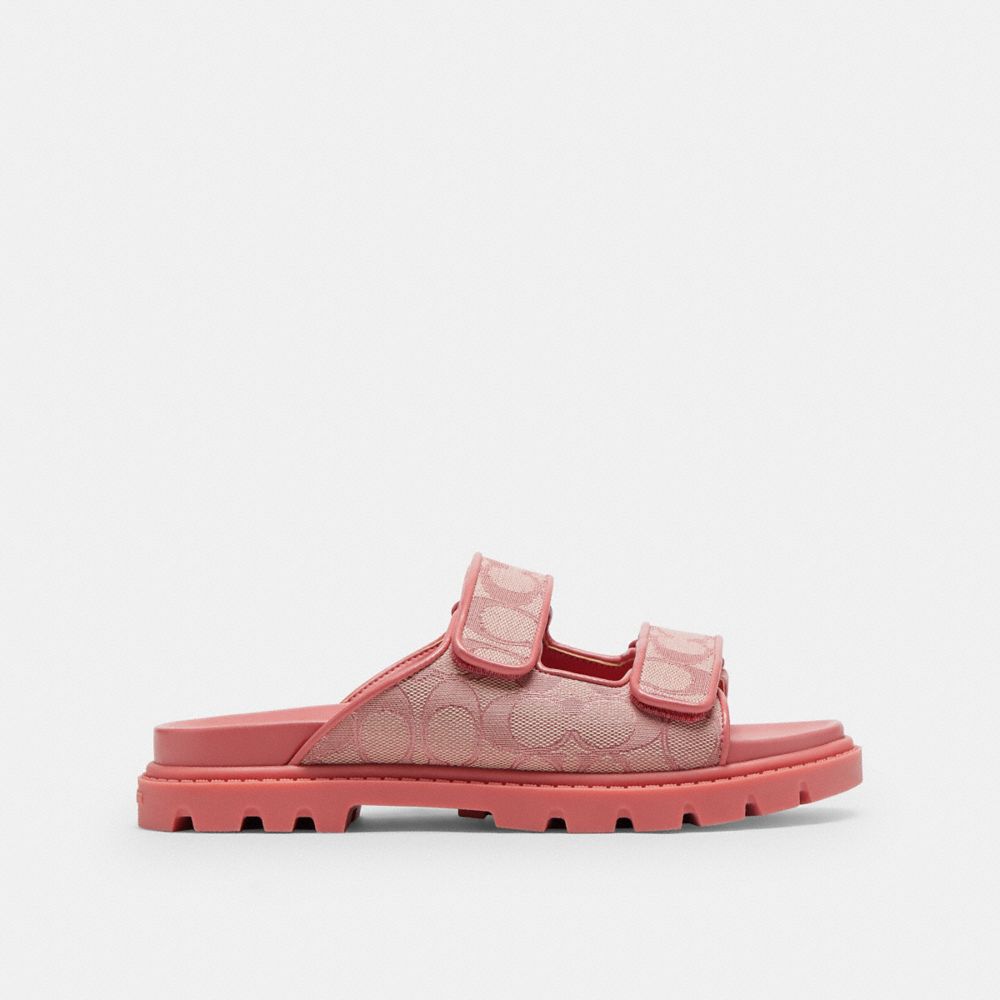 Coach Two Band Sport Slide In Signature Jacquard True Pink