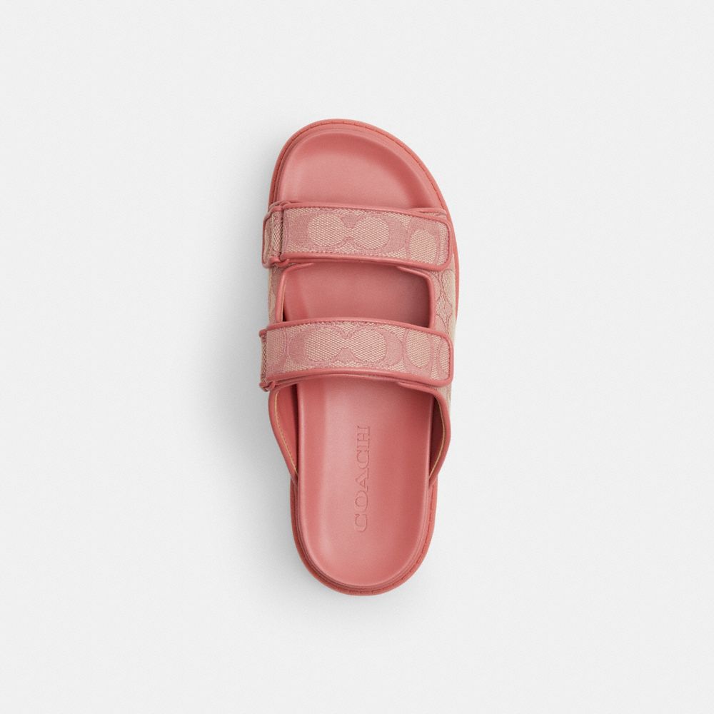 Coach Two Band Sport Slide In Signature Jacquard True Pink