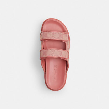 Coach Two Band Sport Slide In Signature Jacquard True Pink
