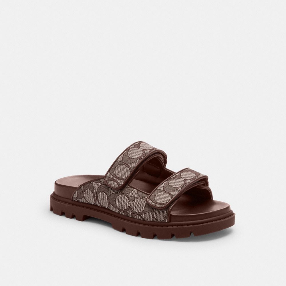 Coach Two Band Sport Slide In Signature Jacquard Oak Maple