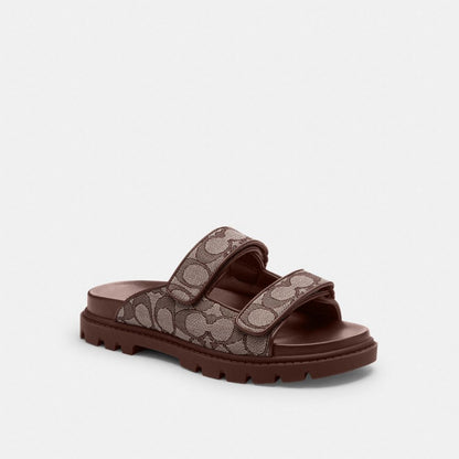Coach Two Band Sport Slide In Signature Jacquard Oak Maple