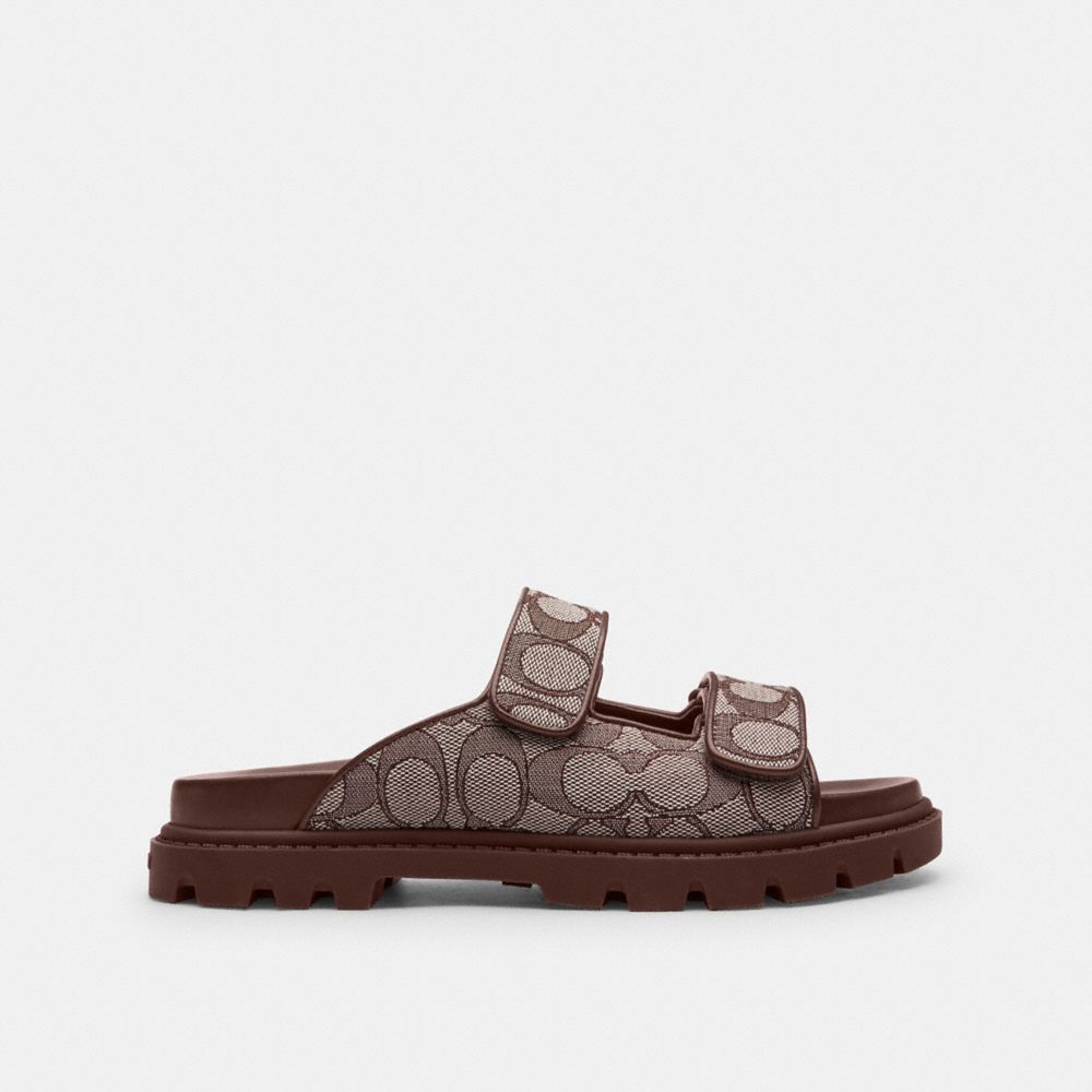 Coach Two Band Sport Slide In Signature Jacquard Oak Maple
