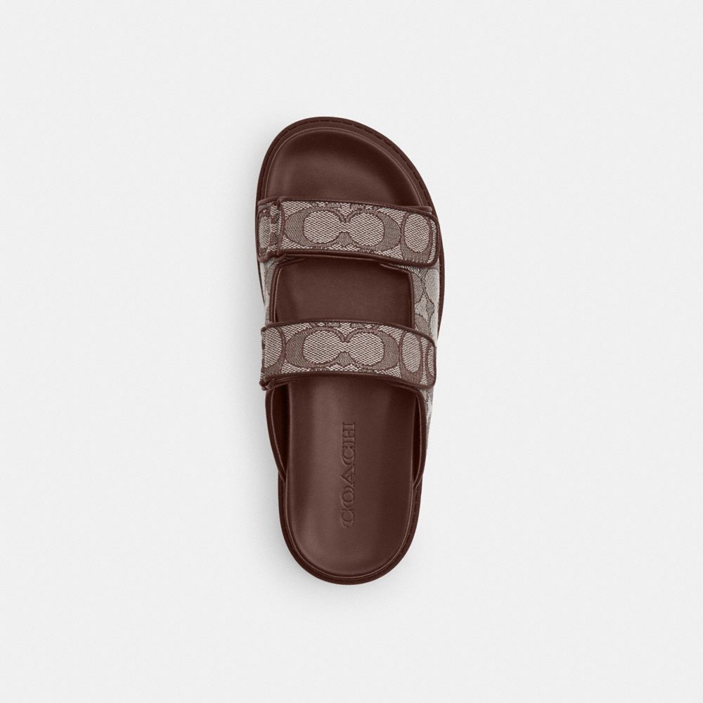 Coach Two Band Sport Slide In Signature Jacquard Oak Maple