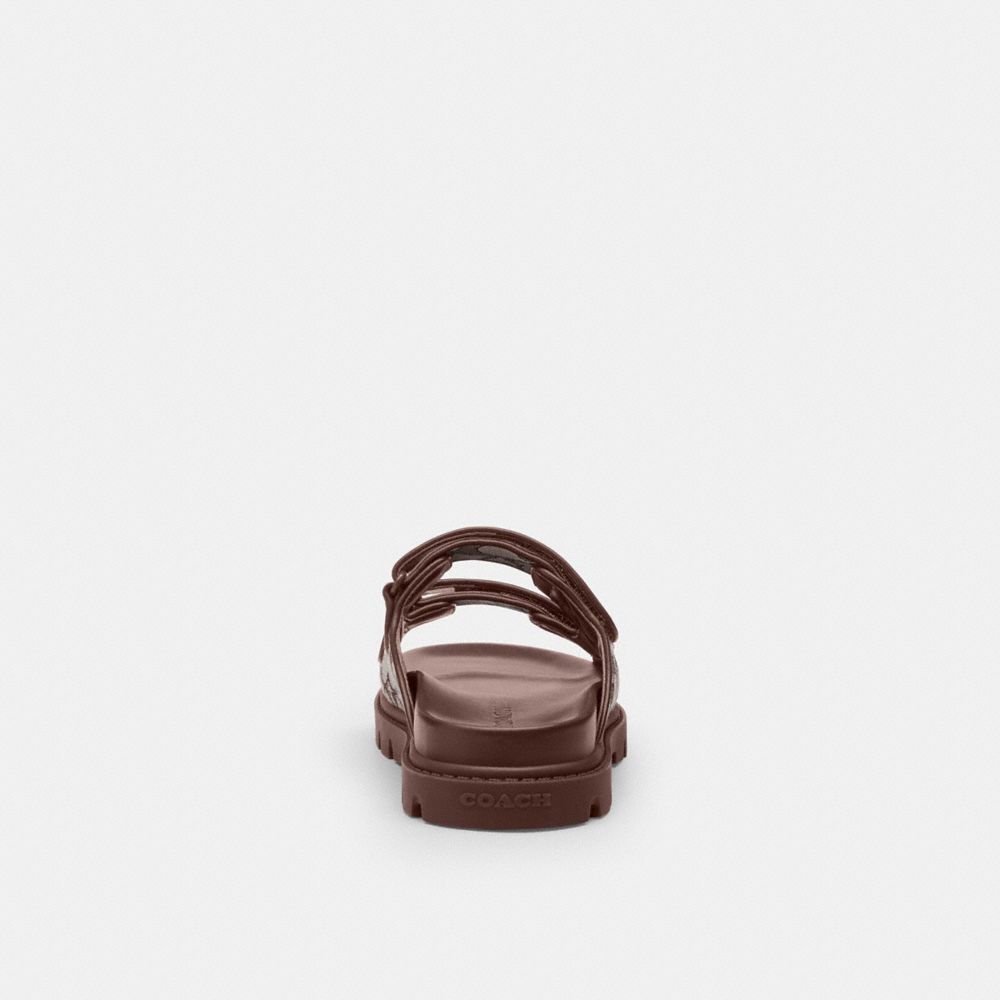 Coach Two Band Sport Slide In Signature Jacquard Oak Maple