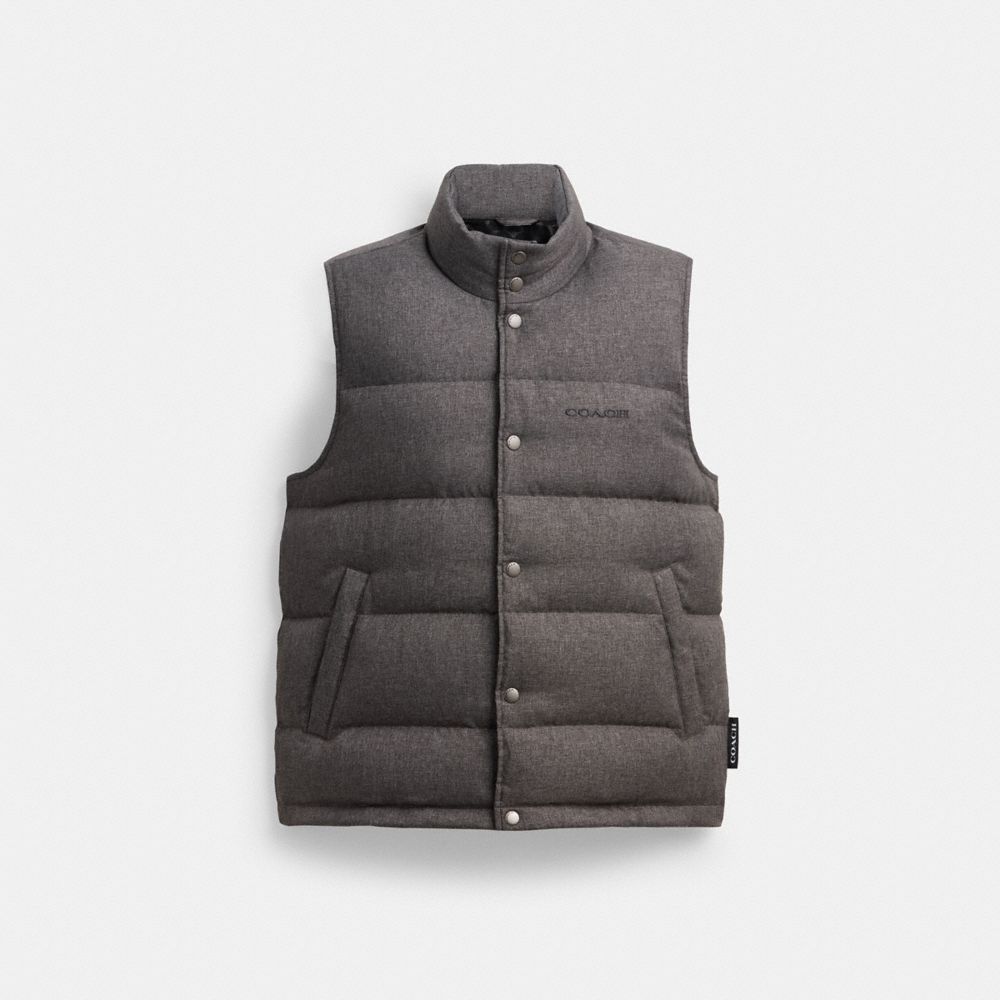 Coach Solid Down Vest Dark Heather Grey