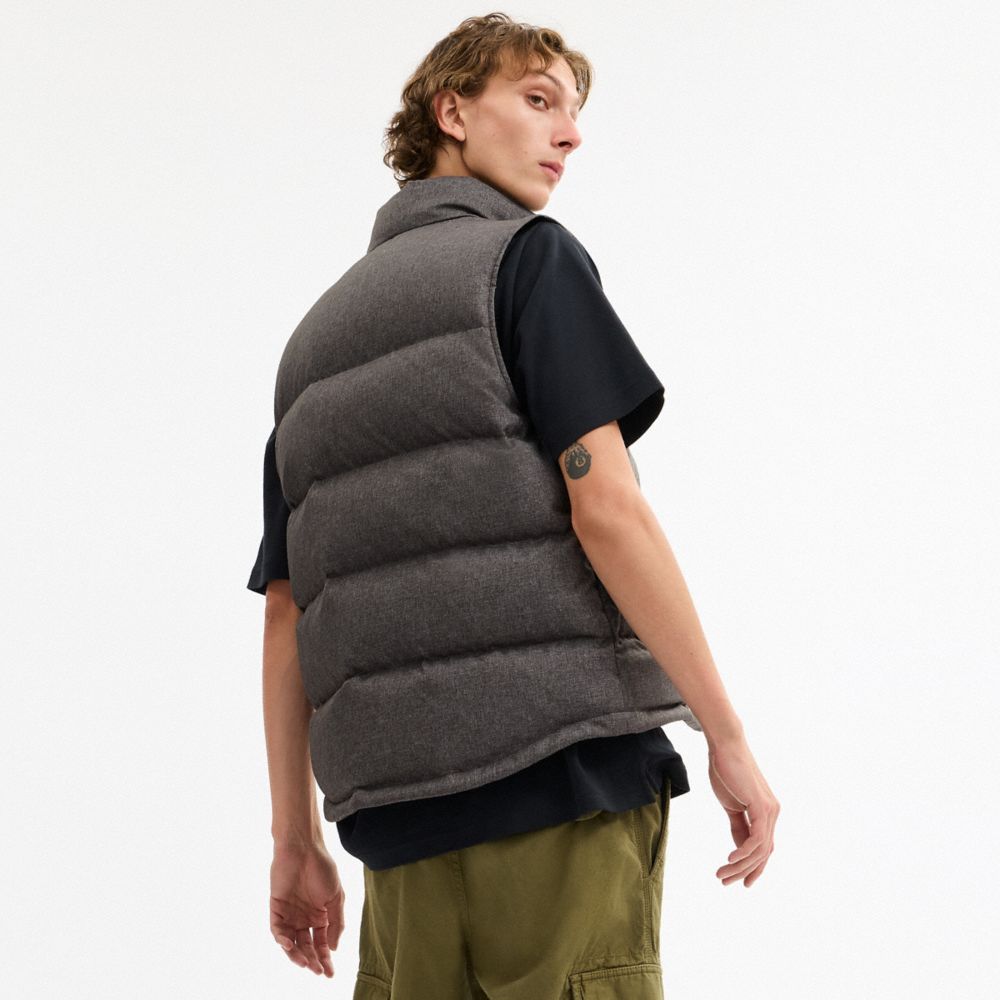 Coach Solid Down Vest Dark Heather Grey