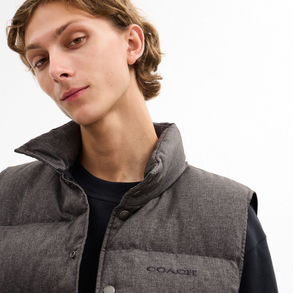 Coach Solid Down Vest Dark Heather Grey