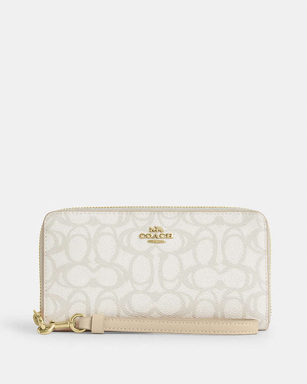 Long Zip Around Wallet In Sketch Signature Canvas Signature Canvas-Gold-Ivory Signature Canvas-Gold-Ivory
