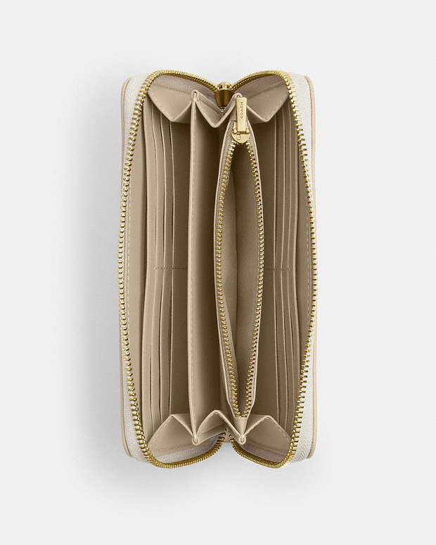 Long Zip Around Wallet In Sketch Signature Canvas Signature Canvas-Gold-Ivory Signature Canvas-Gold-Ivory